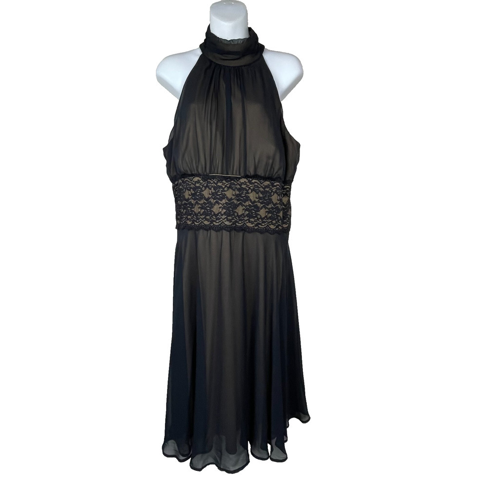 Connected Black Dress Size 14 – Nude Lining, Whimsigoth Y2K Formal Style